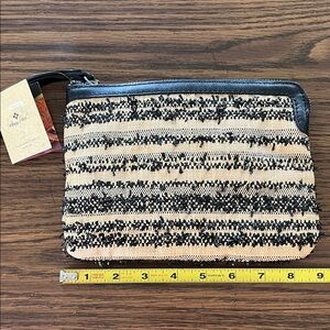 Patricia Nash Black and Tan Woven Wristlet Clutch
